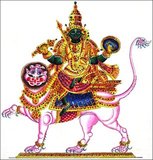 In Hindu mythology, Rahu is a snake that swallows the sun or the moon causing eclipses. He is depicted in art as a dragon with no body riding a chariot drawn by eight black horses. Rahu is one of the navagrahas (nine planets) in Vedic astrology. The Rahu kala (time of day under the influence of Rahu) is considered inauspicious.<br/><br/>

According to legend, during the Samudra manthan, the asura Rahu drank some of the divine nectar. But before the nectar could pass his throat, Mohini (the female avatar of Vishnu) cut off his head. The head, however, remained immortal. It is believed that this immortal head occasionally swallows the sun or the moon, causing eclipses. Then, the sun or moon passes through the opening at the neck, ending the eclipse.<br/><br/>

Astronomically (as per Hindu Astrology), Rahu and Ketu denote the two points of intersection of the paths of the Sun and the Moon as they move around the celestial sphere. Therefore, Rahu and Ketu are respectively called the north and the south lunar nodes. The fact that eclipses occur when Sun and Moon are at one of these points gives rise to the myth of the swallowing of the Sun.<br/><br/>

Rahu is a legendary master of deception who signifies cheaters, pleasure seekers, operators in foreign lands, drug dealers, poison dealers, insincere and immoral acts, etc. It is the significator of an irreligious person, an outcast, harsh speech, logical fallacy, falsehoods, uncleanliness, abdominal ulcers, bones, and transmigration. Rahu is instrumental in strengthening one's power and converting even an enemy into a friend. In Buddhism Rahu is one of the krodhadevatas (terror-inspiring gods).